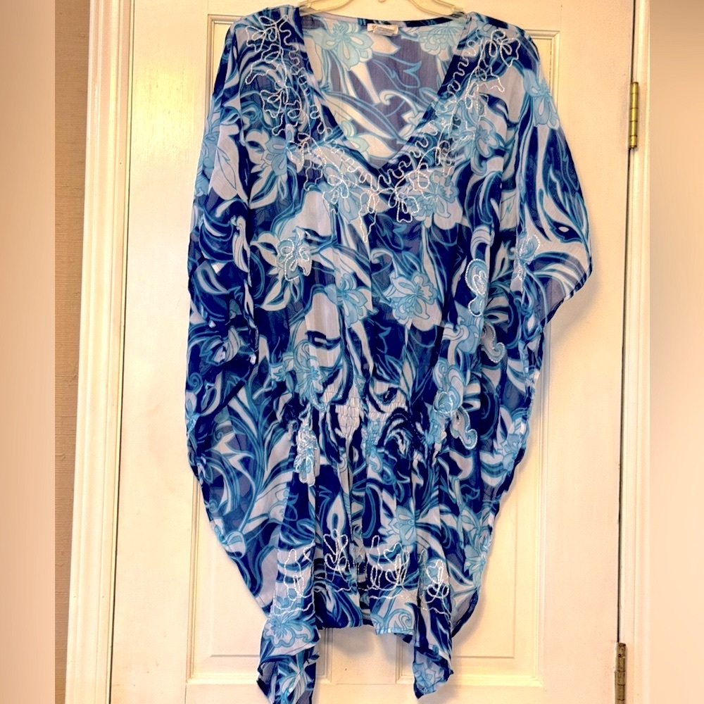 Blue and White Swim Coverup for Beach Days
